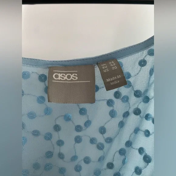 ASOS Sz 20W Curve Twist Front Light Blue Sequin Midi Dress - Picture 3 of 8